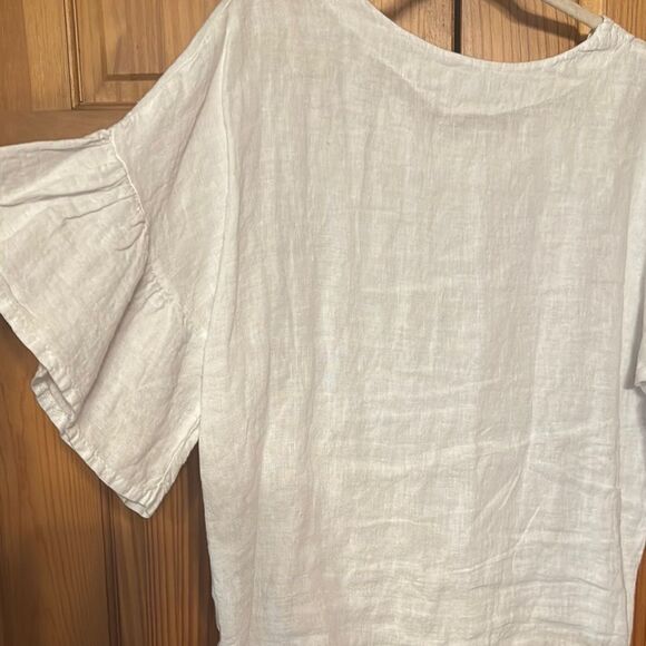 Viola Borghi linen  ruffle  Sleeve top - Picture 4 of 4